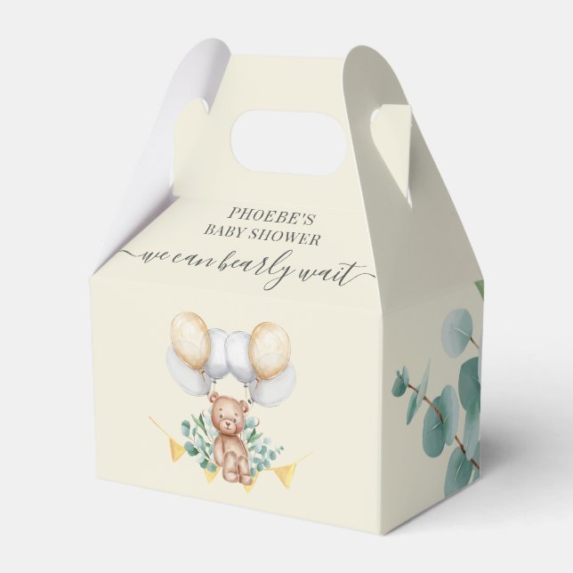 Bearly Wait Baby Shower Woodland Bear Animal Favor Box (Front Side)