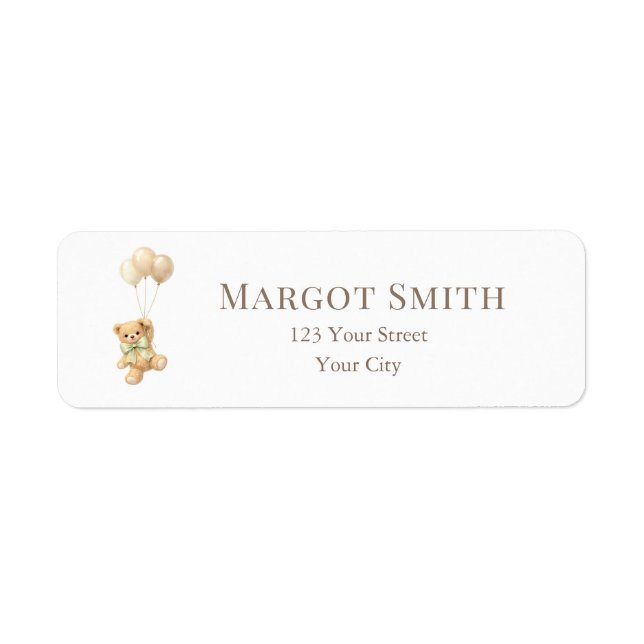 Bearly Wait Balloons Baby Shower Return Address (Front)