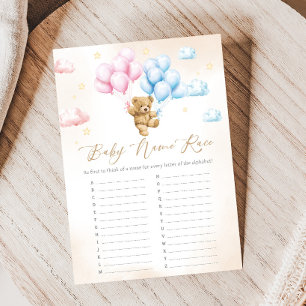 Bearly Wait Bear Gender Reveal Baby Name Race Game