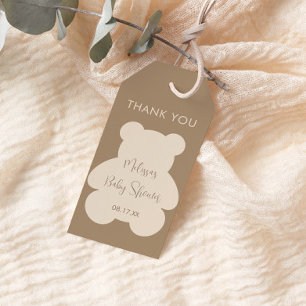 Bearly Wait Beige Baby Shower Thank You Gift Tags