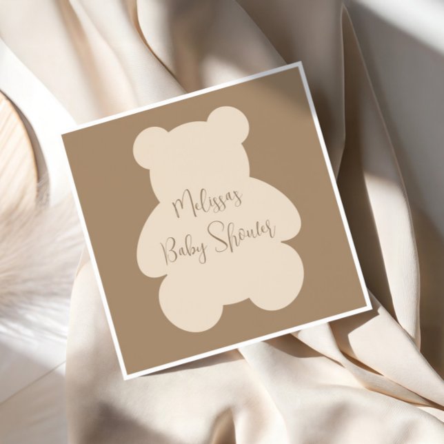 Bearly Wait Beige Teddy Bear Baby Shower Napkin (Creator Uploaded)