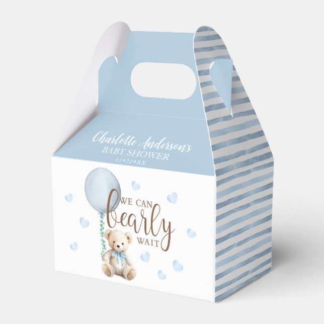 Bearly Wait Blue Baby Shower Favour Box (Front Side)