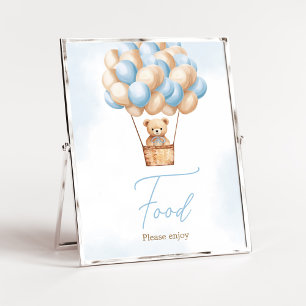 Bearly Wait Blue Hot Air Balloon Baby Shower Food Poster