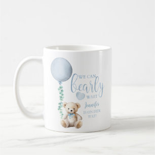 Bearly Wait Blue Teddy Bear Baby shower Café Mug
