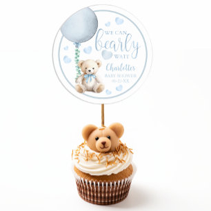 Bearly Wait Blue Teddy Bear Baby Shower Sticker