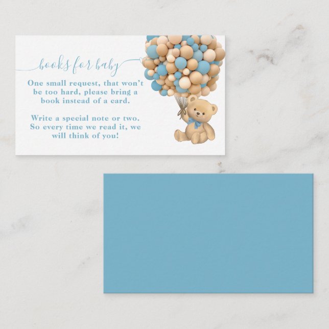 Bearly Wait Boho Balloon Neutral Baby Shower Book Enclosure Card (Front/Back)