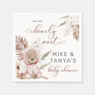 Bearly wait boho bear girl baby shower napkins. napkin