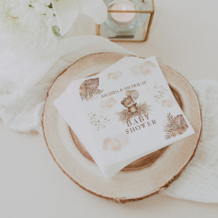 Bearly Wait Boho Pampas Baby Shower Teddy bear Napkin