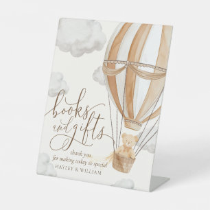 Bearly Wait Books and Gifts Tan Baby Shower Pedestal Sign