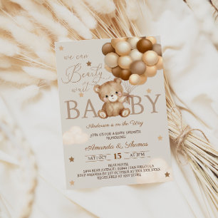 Bearly Wait Brown Baby Shower Invitation