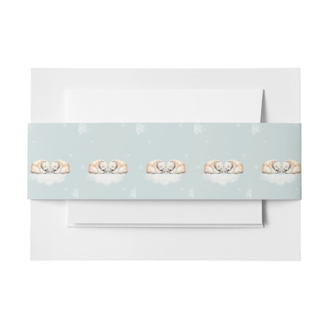 Bearly Wait Double Snuggles Twin Polar Bears  Invitation Belly Band (Front Example)