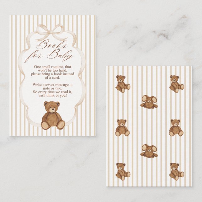 Bearly Wait Elegant Baby Shower book request Enclosure Card (Front/Back)