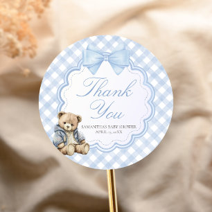 Bearly Wait Elegant Bear Baby Shower Classic Round Sticker