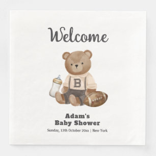 Bearly Wait Football Sport Baby Shower Welcome Napkin