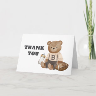 Bearly Wait Football Sport Boy Baby Shower  Thank You Card