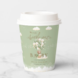 Bearly Wait Gender Neutral Sage Green Baby Shower Paper Cups
