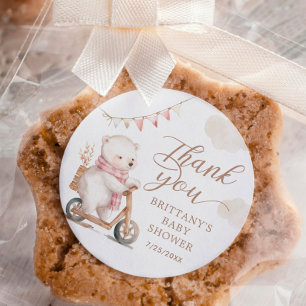 Bearly Wait Girl Baby Shower Thank You Classic Round Sticker