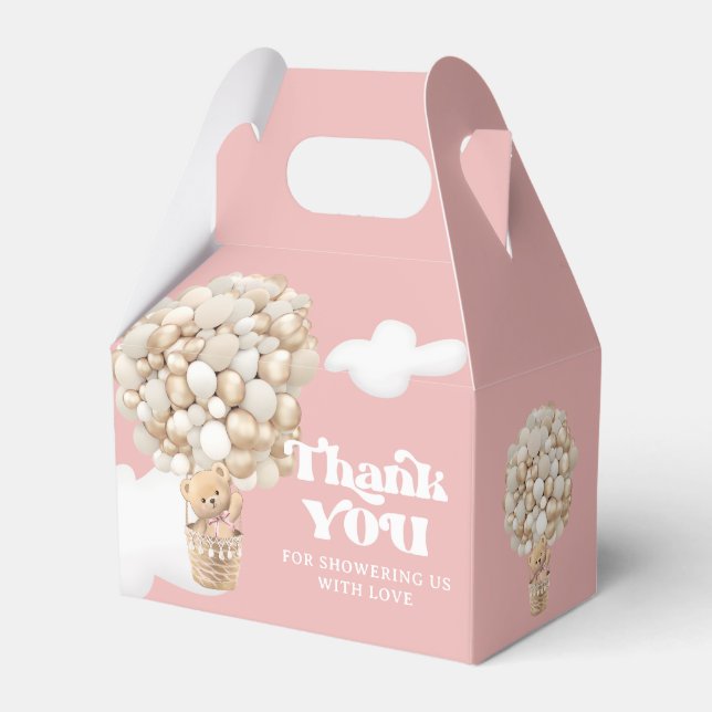 Bearly Wait Girl Bear Balloon Baby Shower Favor Box (Front Side)