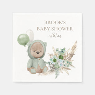 Bearly Wait Green Boho Bear Favour Napkin