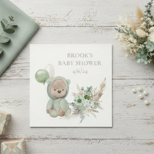 Bearly Wait Green Boho Bear Favour Napkin