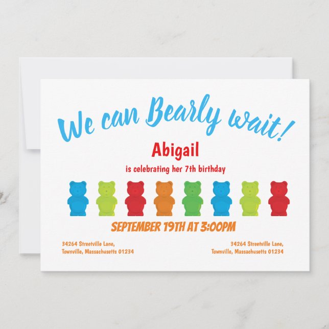 Bearly Wait Gummy Bear Invitation d'anniversaire d (Devant)
