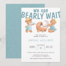 Bearly Wait It's a Boy Teddy Bear Baby Shower