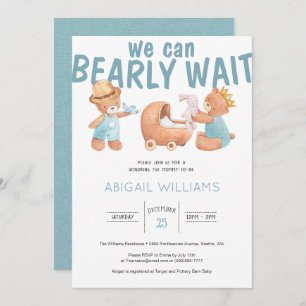 Bearly Wait It's a Boy Teddy Bear Baby Shower Invitation