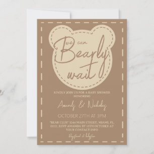 Bearly Wait Modern Cute Boy Girl Baby Shower Invitation