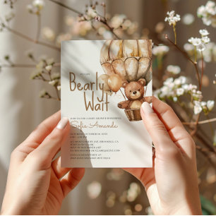 Bearly Wait Neutral Baby Animals Baby Shower Invitation