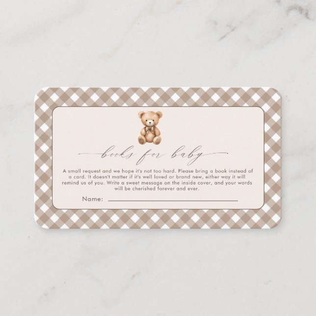 Bearly Wait Neutral Simple Baby Shower  Enclosure Card (Front)