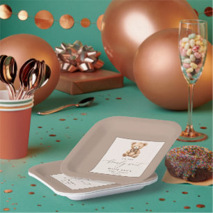 Bearly Wait Neutral Simple Baby Shower Paper Plate