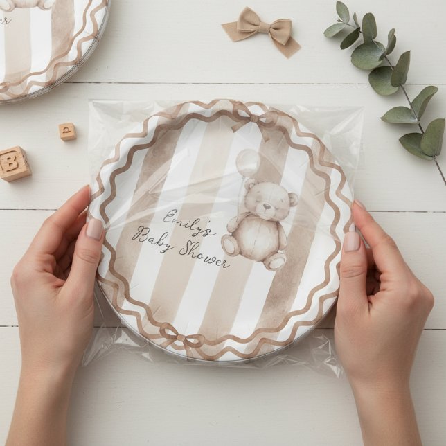 Bearly Wait Neutral Teddy Baby Shower Paper Plate (Creator Uploaded)