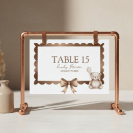 Bearly Wait Neutral Teddy Baby Shower Table Number