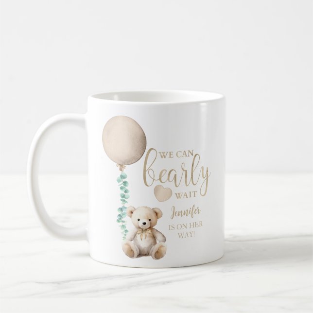 Bearly Wait Neutral Teddy Bear Baby Shower Coffee  Coffee Mug (Left)