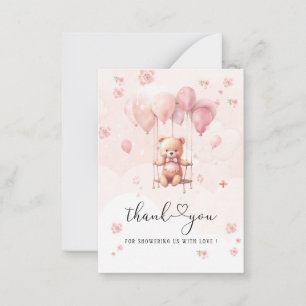 Bearly Wait Pink Flowers Watercolor baby shower th Card