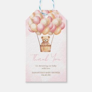 Bearly Wait Pink Hot Air Balloon Favour Tags