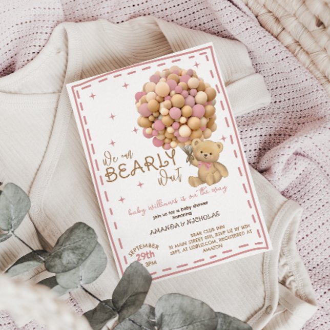 Bearly Wait Pink Modern Girl Shower Invitation (Creator Uploaded)