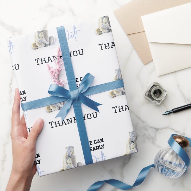 Bearly Wait Polar Bear Blue Boy Winter Baby Shower Wrapping Paper (Gifting)