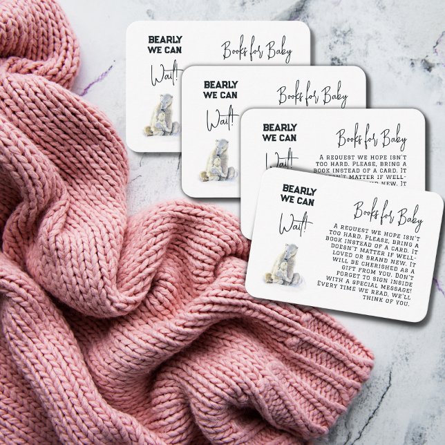 Bearly Wait Polar Bear Books for Baby Shower Game Enclosure Card (Creator Uploaded)