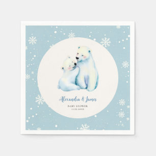 Bearly Wait Polar Mommy Bear Cub Baby Boy Shower Napkin