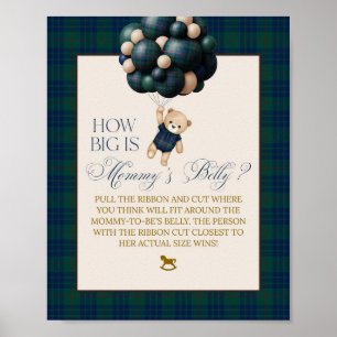 Bearly Wait Preppy Teddy Balloon Baby Shower Poster