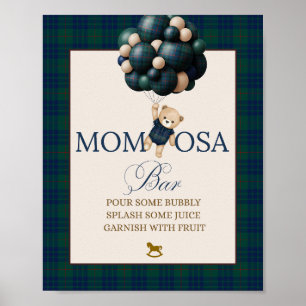 Bearly Wait Preppy Teddy Balloon Baby Shower Poster