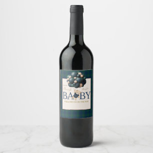 Bearly Wait Teddy Balloon Baby Shower books Wine Label