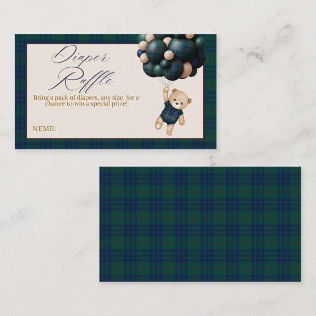 Bearly Wait Teddy Balloon Baby Shower diaper Enclosure Card (Front/Back)