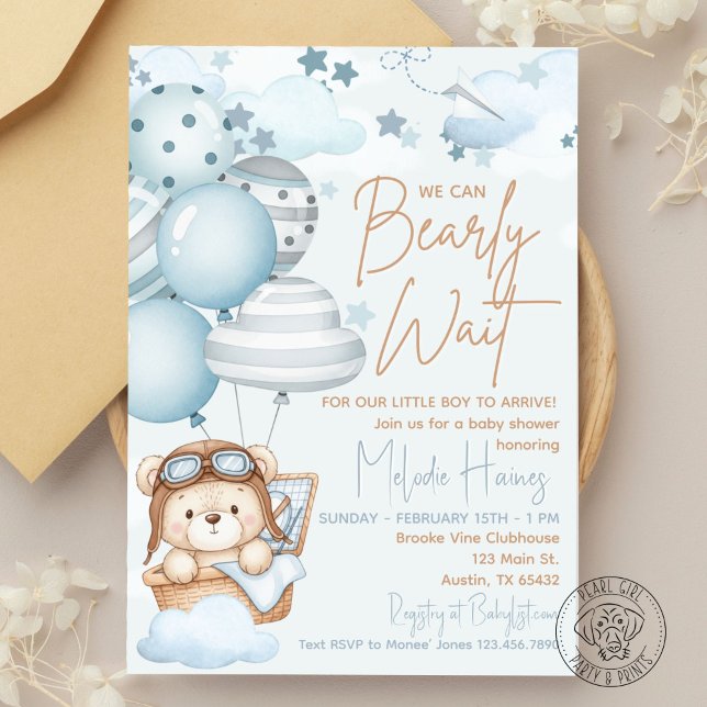 Bearly Wait Teddy Bear Baby Shower Invitation (Creator Uploaded)