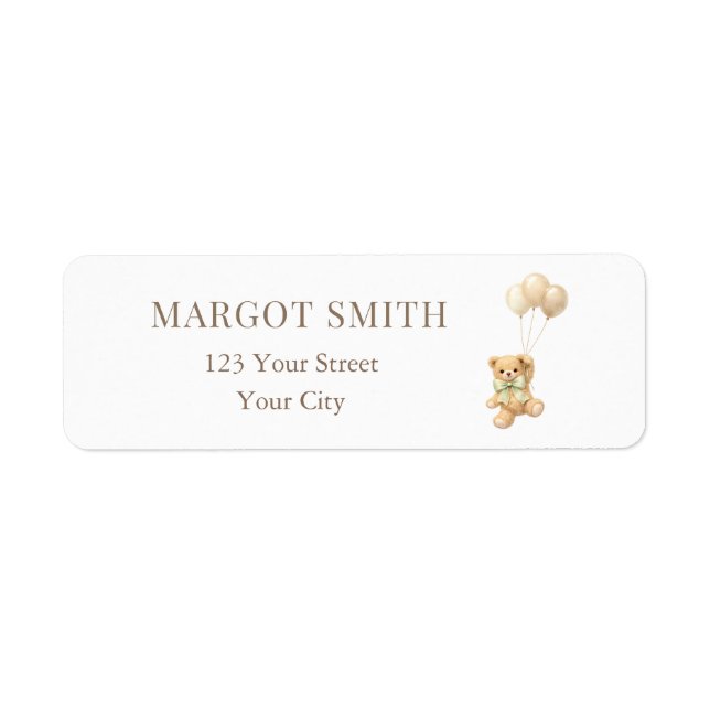 Bearly Wait Teddy Bear Baby Shower Return Address (Front)