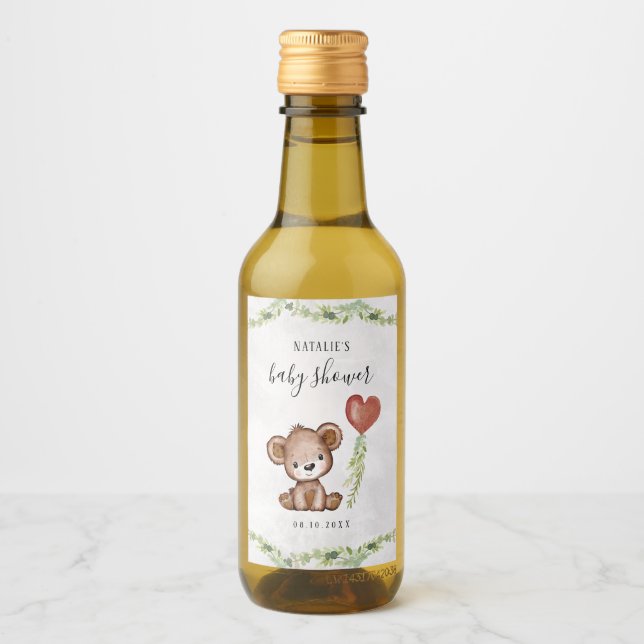 Bearly Wait Teddy Bear Baby Shower Wine Label (Front)
