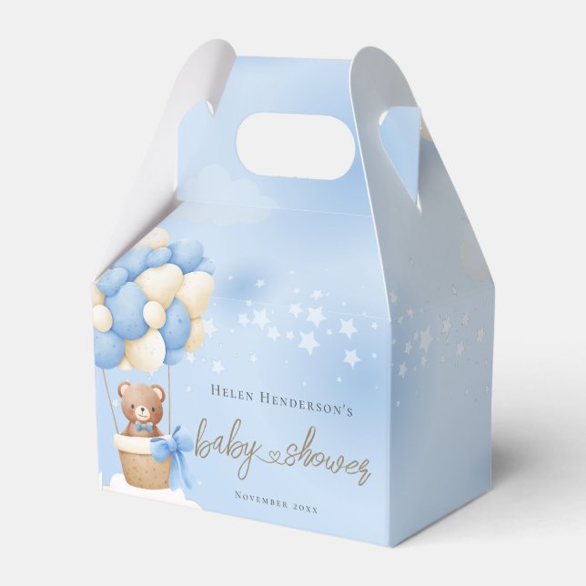 Bearly Wait Teddy Bear Blue Balloons Favor Box (Front Side)