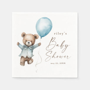 Bearly Wait Teddy Bear Boys Baby Shower Napkin