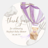 Bearly Wait Teddy Bear Lilac Thank You Baby Shower